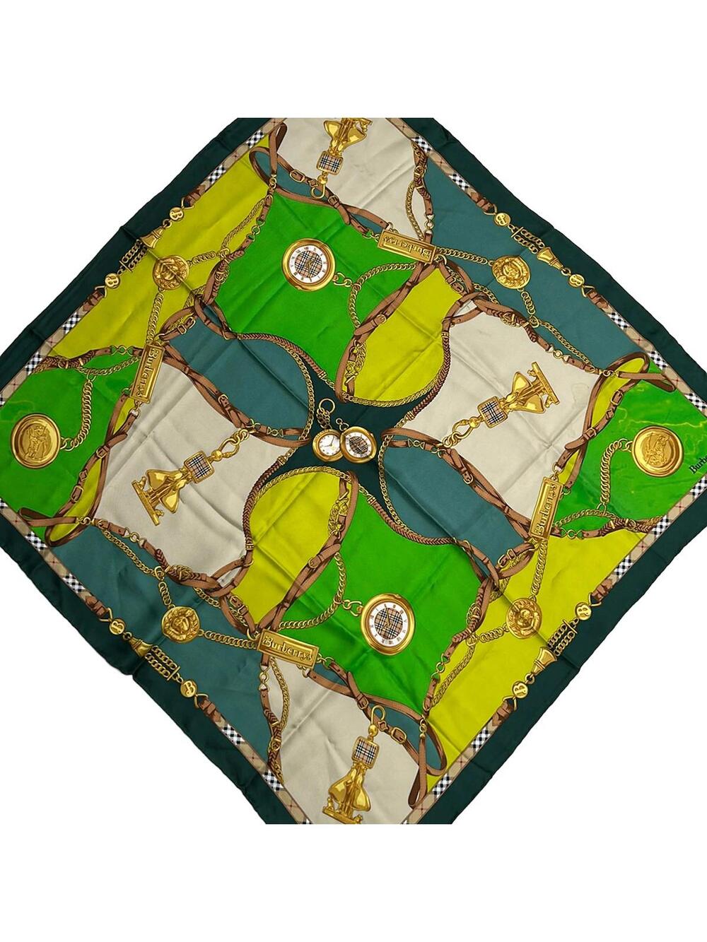 Burberry's Beige Green Multi Scarf #382975B12B